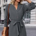 thumbnail image 4 of Gamivast Shirt Dresses for Women Long Sleeve Collar Button Down Work Dresses Tie Waist Tunic Dress Knee Length Business Casual Office Daily Wear Fall, 4 of 8