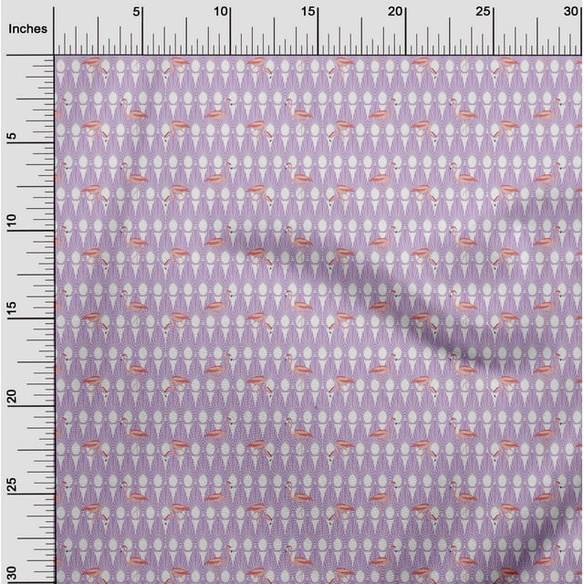 oneOone Viscose Chiffon Fabric Geometric & Flamingo Bird Print Fabric BTY 42 Inch Wide