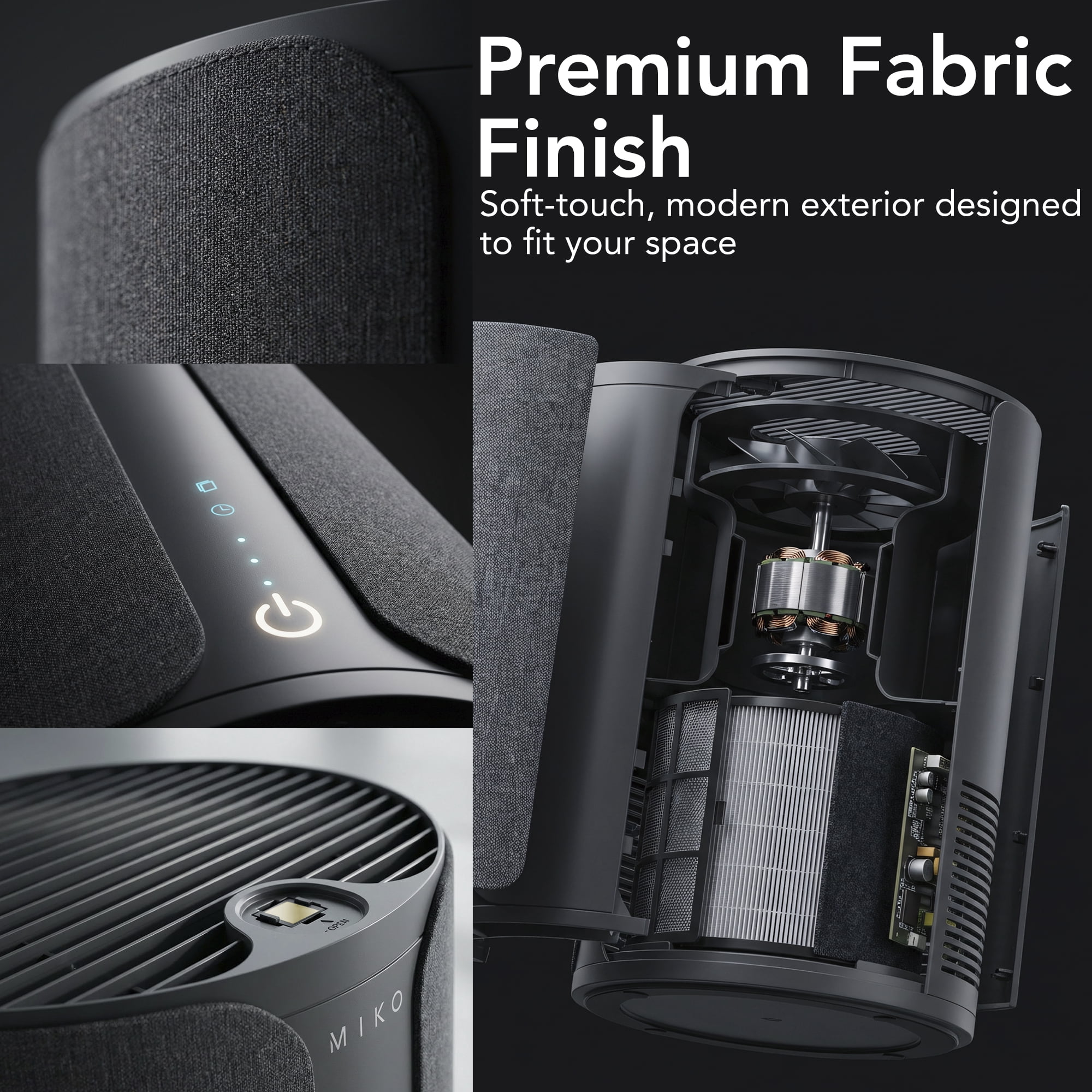 Miko Ibuki 2.0 Air Purifier for Home with App Control, H13 HEPA Filter, Ionizer, Aromatherapy, 5 Fan Speeds, Touch Panel & Timer – Covers Up to 1500 Sq Ft