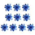 thumbnail image 1 of Matsuzay 10 piezas de flores artificiales de Navidad, flor de Pascua con purpurina, flor falsa reutilizable, manualidades DIY, fiesta de boda, Año Nuevo Kits de decoración para fiestas azul Matsuzay HA008610-03, 1 of 6