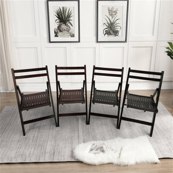 Cterwk 4 Pack Folding Chair Side Chair for Living Room, Dining Room, Office, Dark Brown