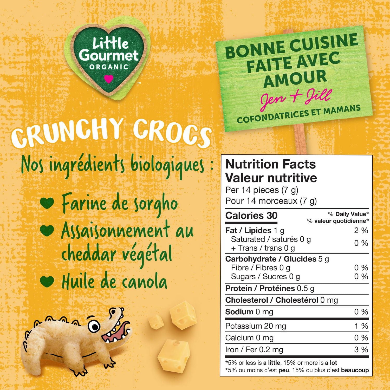 Little Gourmet Crunchy Crocs Plant-based Cheddar Organic Toddler Snack, Puffed wholegrain snacks