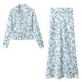 thumbnail image 1 of Mode Femmes Costumes 2 Pcs Chemise Courte à Col Rabattu + Plis Jupe Mode Urbaine Basique, 1 of 30