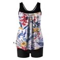 thumbnail image 6 of Nrmvnmi Tankini Swimsuits for Women 2 Piece Bathing Suits Floral Prints Round Neck Swim Tank Top with Boy Shorts Modest Swimwear Mothers Day Gifts, 6 of 6