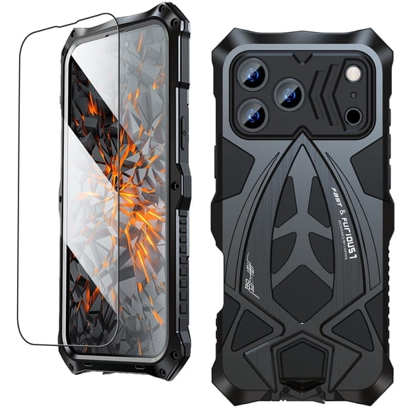 Armor Phone Case for iPhone 17 Pro Max Military Grade Cover 360 Full Protection Heavy Duty Hybrid Metal Bumper Built-in Silicone Shockproof with Screen Protector