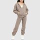 thumbnail image 1 of Chaqueta de invierno de color liso para niños, sudadera larga con capucha y cremallera y pantalones deportivos con lazo en las piernas, conjunto deportivo informal con forro polar para mayor calidez,, 1 of 5
