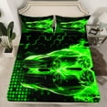 thumbnail image 2 of Erosebridal Sports Car Sheet Set Twin, Neon Green Bedding Sets Twin Size, Racing Car Decor 3-Piece, 2 of 6