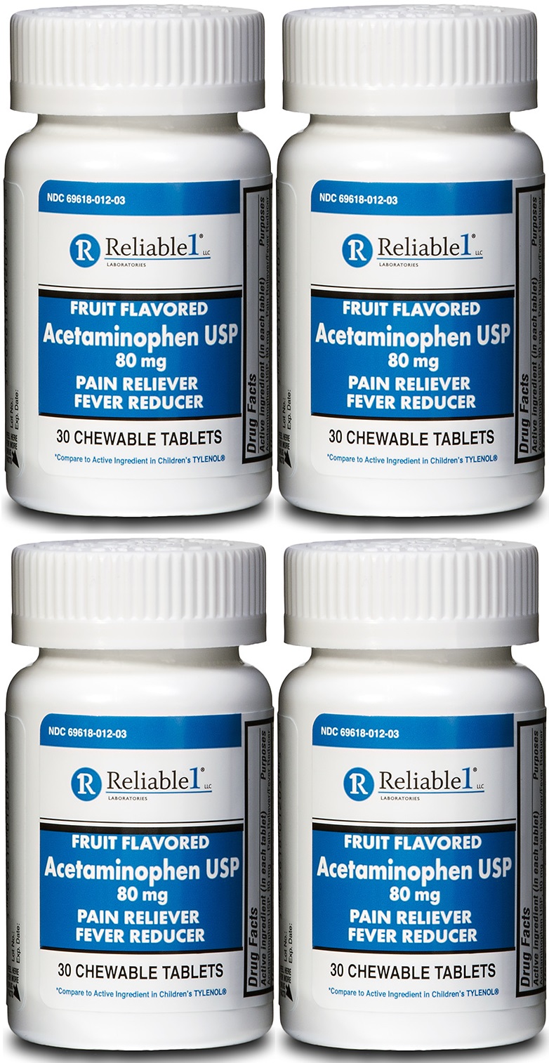 Acetaminophen 80 mg Chewable 120 Tablets Generic Tylenol Children's