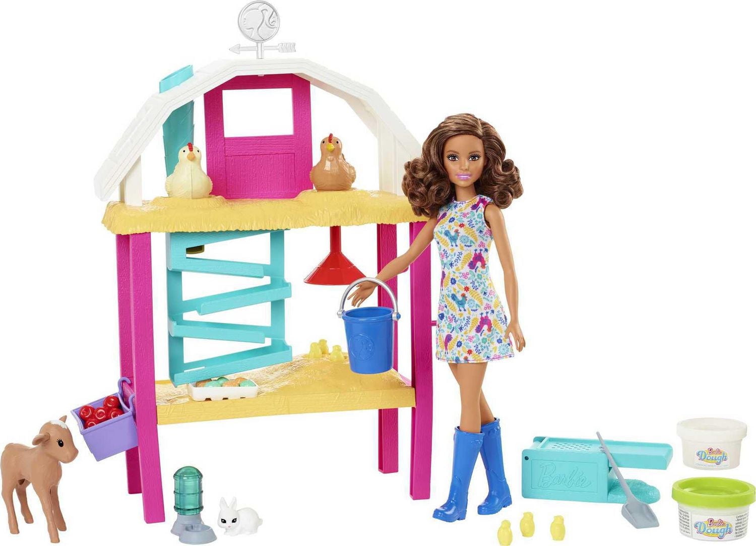 Barbie Hatch & Gather Egg Farm, Barbie Doll, Petite Brunette, Accessories, 4 and up