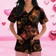 thumbnail image 3 of Valentine Day Scrubs for Women V Neck Quick Dry Love Heart Print Plus Size Uniforms Short Sleeve Cute Nursing Scrub Tops with Pockets Black M, 3 of 5