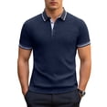 thumbnail image 7 of Polo Shirts for Men Short Sleeve Quarter Button Up Polo Tees Slim Fit Navy Men's Tops, 7 of 7