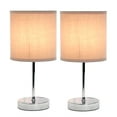 thumbnail image 2 of Simple Designs 11.81" 2-Pack Basic Chrome Mini Table Lamp Set with Fabric Shades, Gray, 2 of 8