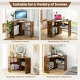 thumbnail image 3 of CRXX Corner Computer Desk, 90 Degrees Triangle Desk w/Shelves & CPU Stand, Compact Vanity Makeup Table with Storage, Corner Desks for Small Spaces (Rustic Brown, 33.5''), 3 of 19