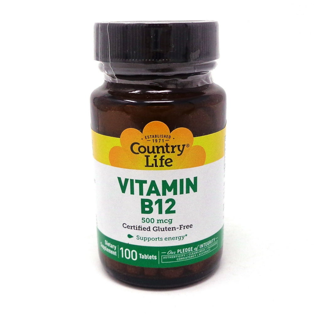 Country Life Vitamin B12 500 mcg. 100 Tablets