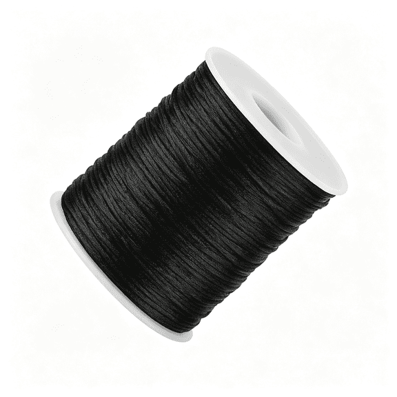 DESIGNICE Black Nylon String Cord - 1Mm 100 Yards Black Twine, Bracelet String for Bracelet Making, Braided Ornament Lanyard Thread, Jewelry Thread Clay Bead Cords for Crafts, Macrame Satin
