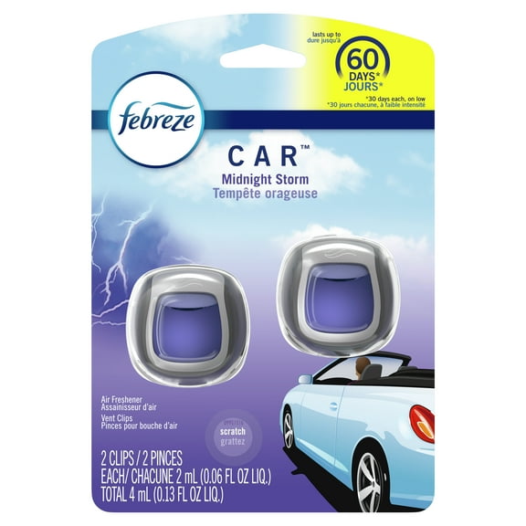Febreze Car Odor Eliminating Air Freshener, Midnight Storm, 2 Count