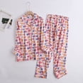 thumbnail image 2 of Arlun Womens Flannel Cute Pajama Sets Fashion Plaid Cartoon Pattern Printed 2 Piece Pjs Loose Soft Comfortable Warm Loungewear Button Down Long Sleeve Trousers Fall Winter Pajamas Set Light Pink2 L, 2 of 3