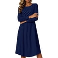thumbnail image 4 of Omexry Work Dresses for Women Women's Fashion And Leisure Splicing Long Sleeve Round Neck Loose And Comfortable Dress, 4 of 7