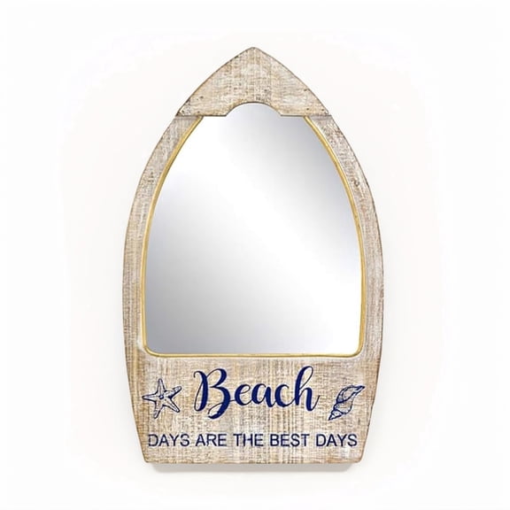 EMAX HOME Beach-Themed Wood Framed Wall Mirror  24x15" Coastal Decor