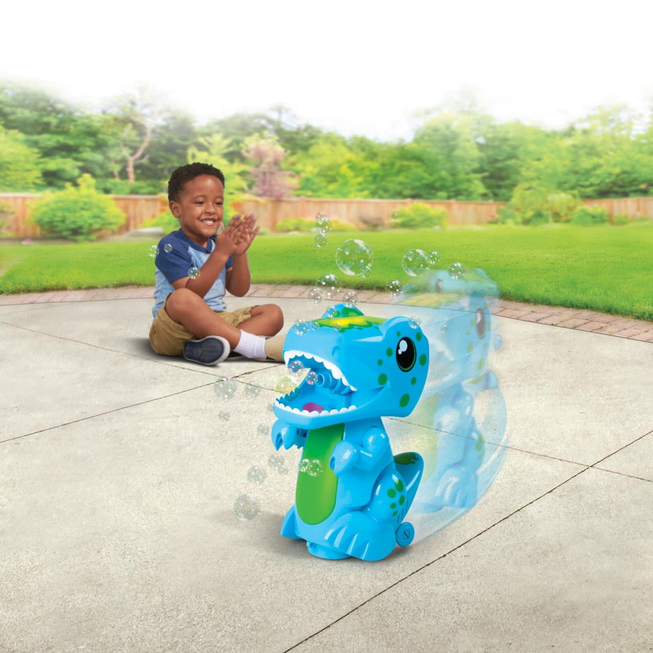 Play Day Bump N Go Bubble Blowing Dino-Lights, Sounds & Movement, 4 fl oz solution, Children Ages 3+