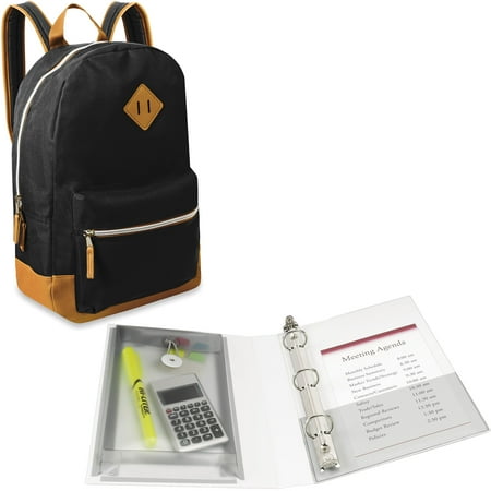 17.5;; Classic Backpack With Reinforced Vinyl Bottom and Comfort Padding and Avery(R) Mini Durable View Protect; Store(TM) Binder for 5-1/2; x 8-1/2; Pages with 1; Rings 23023, Assorted Bundle
