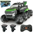 thumbnail image 1 of Amphibious Remote Control Car 8WD RC Monster Truck with 2 Rechargeable Batteries for Boys Age 8-12 Offroad Waterproof RC Pickup 2.4GHz All Terrain RC Drift Cars Beach Pool Toys Gifts for Kids Green, 1 of 5