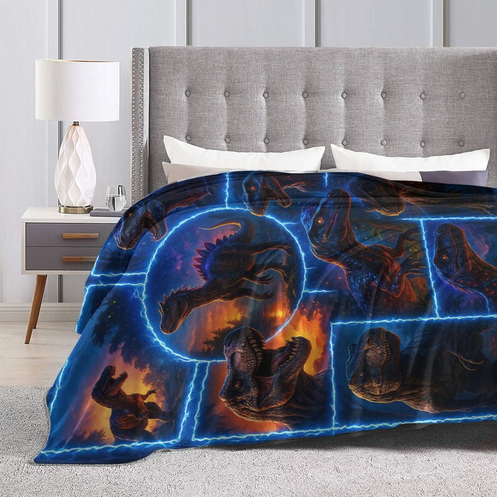 Dinosaur Throw Blanket Ultra Soft Cozy Plush Dino T-Rex Flannel Fleece Blankets Lightweight Fuzzy Warm Party Blanket for Girls Boys All Season Gifts for Bed Couch Sofa Kids Adults 60x50