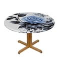 thumbnail image 3 of JEUXUS  Blue Flower Table Cover Polyester Waterproof Stain Resistant Table Cover Elegant Round Tablecloth for Outdoor Indoor Kitchen Dining Gift Decor, 3 of 7