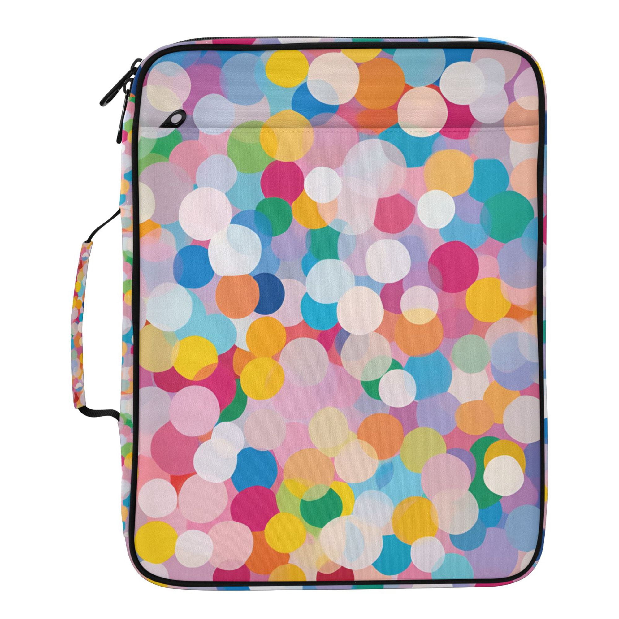 FORMRS Accordion File Folder A4 Size 7-Pocket Expanding Document Organizer Bag with 3 Ring Binder, Purple Colorful Circles