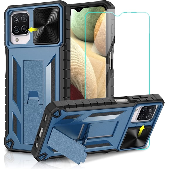 for Samsung Galaxy A12 5G Armor Hybrid [Military-Grade] with Rotating Metal Ring Kickstand Holder Protective Rugged Shockproof Cover ,Xpm Phone Case [Rose Gold]