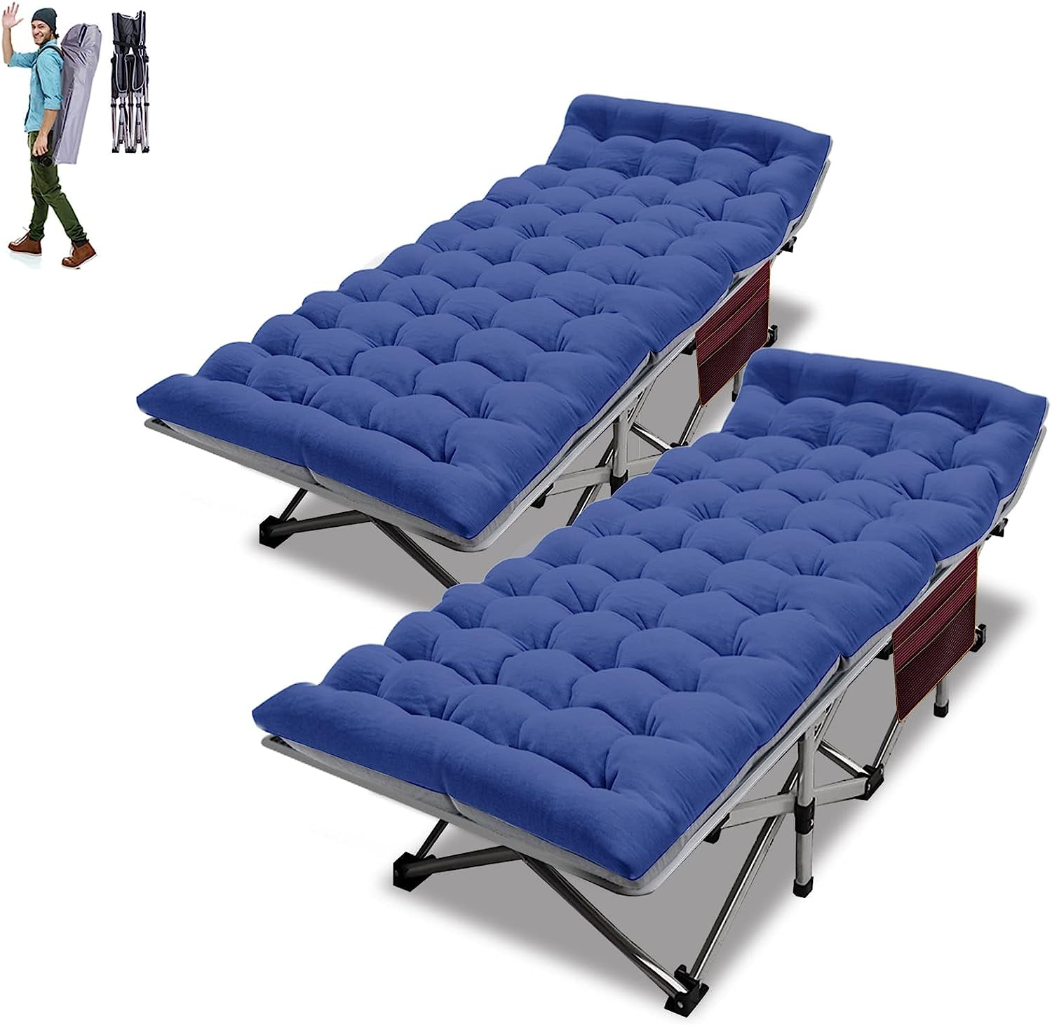 Slsy 2 Packs Folding Bed Cot with 3.3 Inch Mattress, 75"* 28" Folding