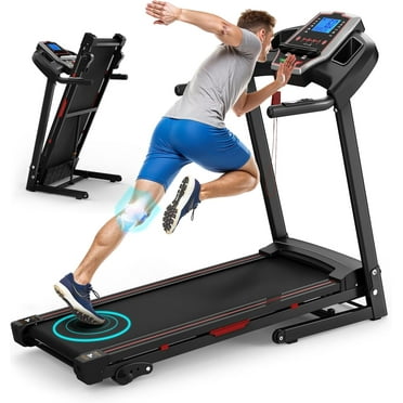 3.5HP Folding Treadmill with Incline 330lb Capacity APP Connected Treadmill, Shock Absorption System, Bluetooth Audio Speakers, Pulse Monitor, 12 Preset Programs Running Jogging Walking Machine