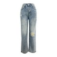 thumbnail image 6 of Sngxgn Women's Skinny Ripped Jeans Stretch Mid Rise Distressed Denim Pants(Blue,XXL), 6 of 7
