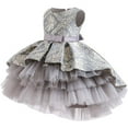 thumbnail image 3 of 2-8Y Girls Jacquard Floral Tulle Tutu Dress Princess Pageant Formal Dress Sundress, 3 of 7