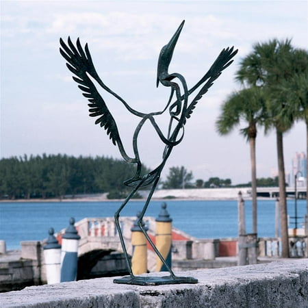 Design Toscano Winged Heron Salute to the Sun Solid Cast Bronze Garden Statue