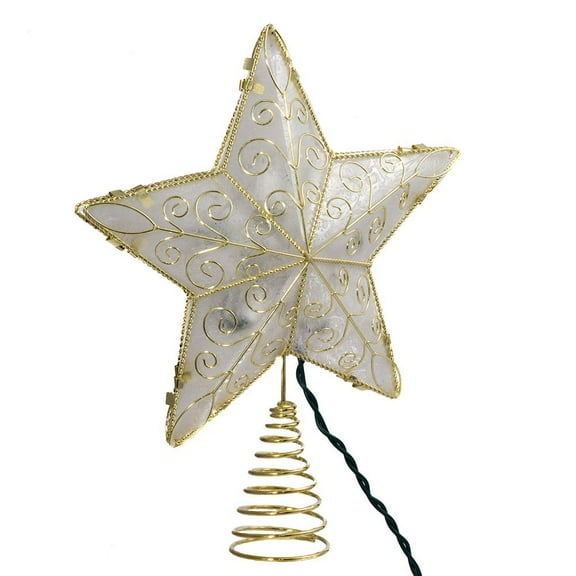 Kurt Adler 8.5-Inch Gold Reflector Star Tree Topper with 10 Lights – Holiday Décor