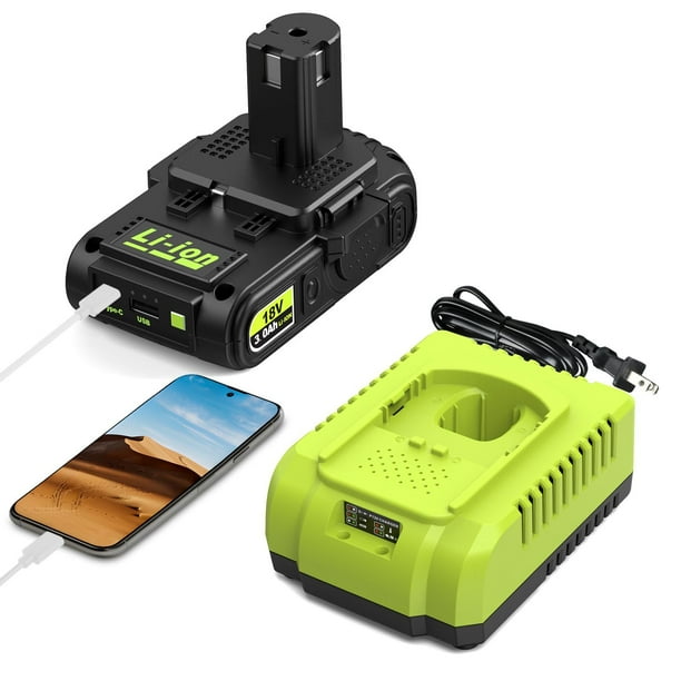 Cargador de batería Combo Abeden 18V 3.0Ah USB para Ryobi