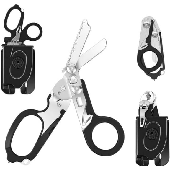 X.I. Products 6 in 1 Multifunctional Trauma Shears, Foldable Emergency Response Shears, 1 Piece (Black)