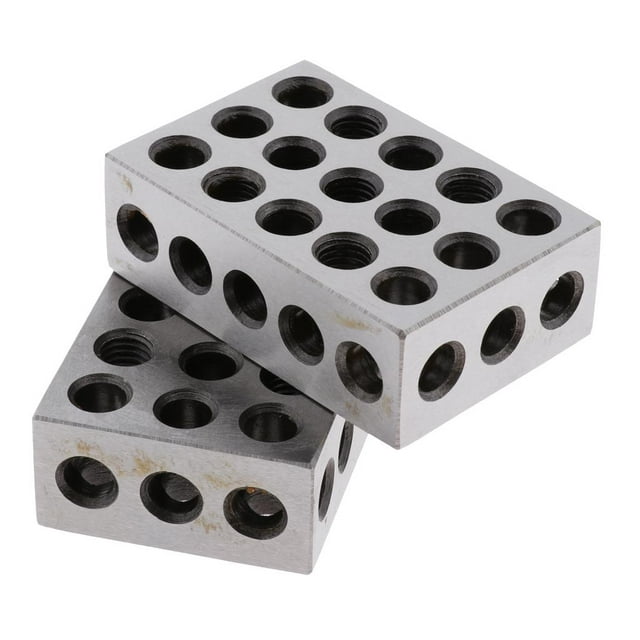 (2pcs) Steel 0.005mm Precision 25-50-75 Blocks 23 Holes Threaded Hole - Steel, Heavy Duty, for Machinist Yotijar Par de 1 2 3 bloques