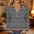 thumbnail image 2 of LIaqionyy Womens Striped Shirt Long Sleeve Fall Outfits V Neck T Shirts Button down Tunic Tops Fashion Clothes, 2 of 6