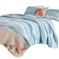 thumbnail image 2 of Maritsa Five Piece King Size Fabric Quilt Set with Coastal Prints, Blue, 2 of 5