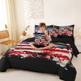 thumbnail image 3 of Feelyou Largemouth Bass Fish Bedding Comforter Set for Men, Splash Star Stripe US Flag Queen Bedding Sets, Red Blue, Black Reversible, 7 Pieces, 3 of 7