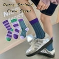 thumbnail image 2 of CoCozhu 3/6 Pairs Retro Style Striped Socks, Combed Cotton Moisture-wicking Athletic Crew socks for Women, 2 of 6