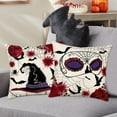 thumbnail image 3 of Halloween Red and Black Home Decor Throw Pillow Covers 16x16 Inch Set of 4, Halloween Trick or Treat Boo Spooky Ekk Rose Flower Skull Witch Hat Decorations Cushion Case for Sofa Couch, 3 of 5
