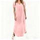 thumbnail image 2 of Vestido Corto para Mujeres Verano Cuello en V Bolsillo de Manga Corta Color Sólido Vestido de Cambio Casual para la Fiesta de la Playa de Primavera, 2 of 6