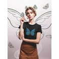 thumbnail image 2 of Big Blue Embroidered Butterfly T-Shirt Women -Image by Shutterstock, Female XX-Large, 2 of 4