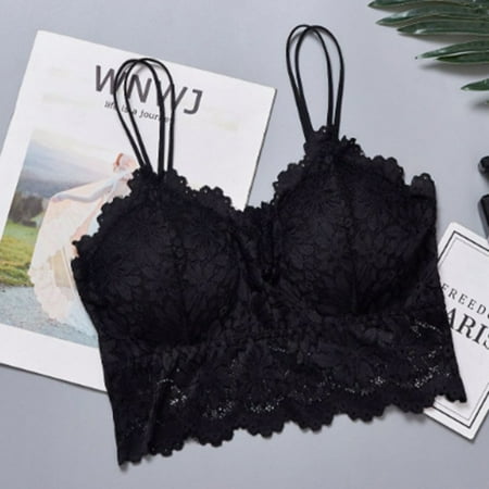 

Tangnade Plus Size Lingerie For Women Fashion Women Bra Top Solid Vest Lace Seamless Breathable Push Up Top Underwear
