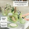 thumbnail image 3 of Bathroom Accessories Set - 20PCS Green Glass Bathroom Set with Shower Curtain and Rugs, Soap Dispenser, Soap Dish, Cup, Qtip Jar, Toothbrush Holder, Stylish & Functional Bath Decor for Home,, 3 of 6