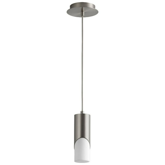 9.25 Inch 5.1W 1 Led Short Pendant-Satin Nickel Finish-Matte White Glass Color-3000 Color Temperature Oxygen Lighting 3-667-224