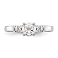 thumbnail image 4 of Solid 14K White Gold Three Stone Engagement Ring with CZ Cubic Zirconia Size 6, 4 of 8
